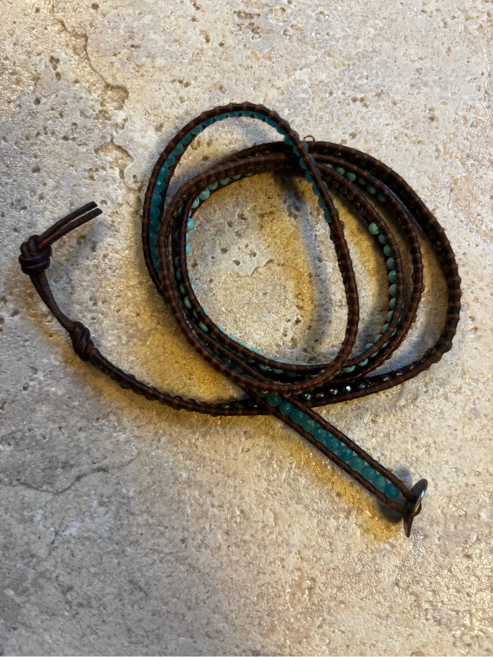 Chan Luu Leather Wrap Bracelet with Turquoise Beads